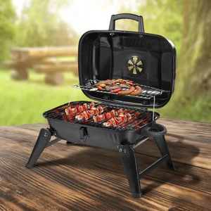 Összecsukható faszenes rozsdamentes asztali grill utazáshoz, nyaraláshoz 59 x 43 x 36 cm Összecsukható faszenes rozsdamentes asztali grill utazáshoz, nyaraláshoz 59 x 43 x 36 cm
