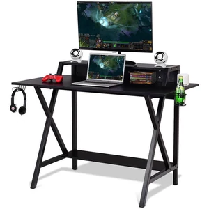 Gamer asztal fekete színben, extra tartókkal, USB csatlakozóval Gamer asztal fekete színben, extra tartókkal, USB csatlakozóval