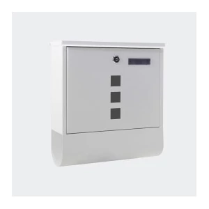 Fém postaláda újságtartó hengerrel fehér színben