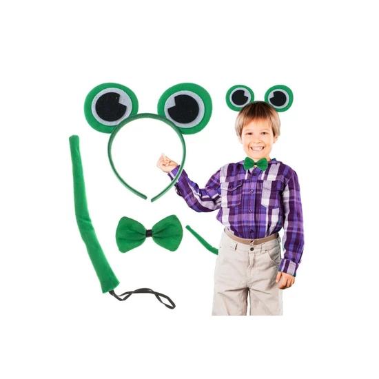 Béka farsangi jelmez szett - fejpánt, csokornyakkendő, farok