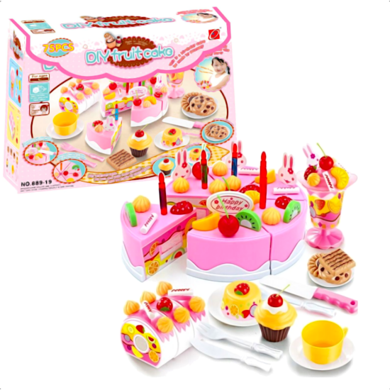 Szeletelhető születésnapi torta - 75 db - rózsaszín