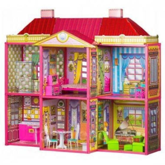 Két szintes Babaház, bútorokkal -128 db-os - Barbie babához