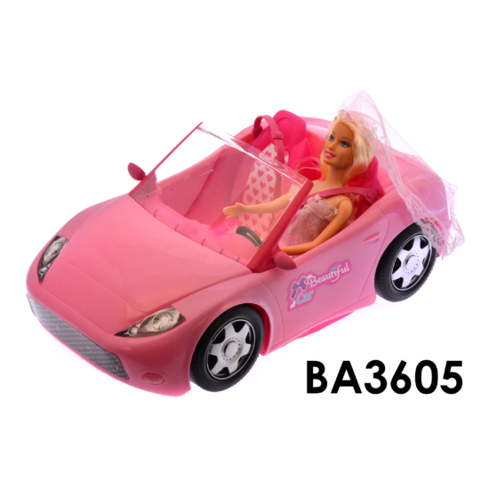 Sportos autó -rózsaszín - Ajándék babával