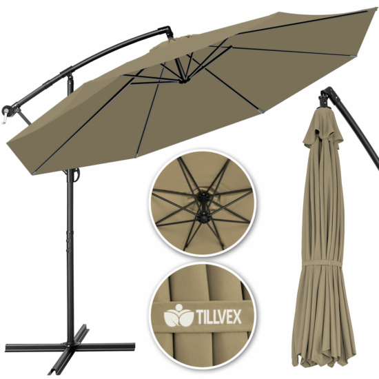 Függő napernyő 3 m átmérő - Barna