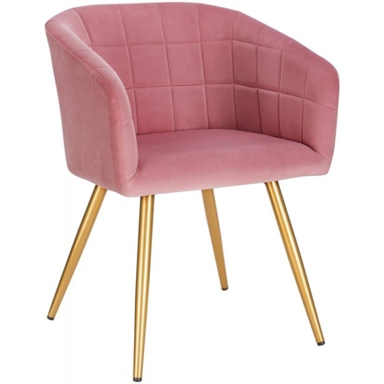 "Anika" bársony szék arany lábakkal-  rózsaszín