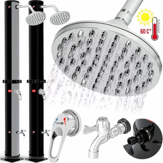 Kerti szolár zuhany 20 vagy 35 literes tartállyal - fekete vagy fekete -szürke színben