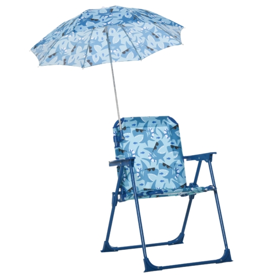Gyerek kempingszék napernyővel kék színben