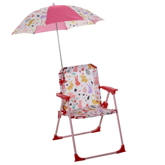 Gyerek kempingszék napernyővel, piros - Outsunny®