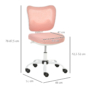 Kép 3/5 - Emma ergonómikus irodai szék - rózsaszín, méretei