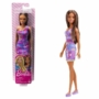 Kép 2/3 - Barna Barbie lila ruhában mintákkal