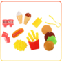 Kép 6/6 - Gyerekkonyha bőröndben szett , gyorséttermi hamburgerekhez , fagylalthoz , krumplihoz , 55 cm