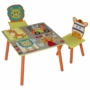 Kép 3/5 - Gyerekasztal 2 székkel, színes , erdei állatos