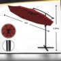 Kép 8/14 - Függő napernyő 3 m átmérő - 5 színben - Piros
