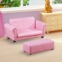 Kép 2/9 - Mini kanapé, gyermek kanapé kislányoknak, lábtartóval, rózsaszín