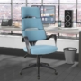 Kép 18/18 - Vince ergonómikus irodai szék kék-fekete színben, lenvászon kárpittal.
