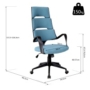 Kép 10/18 - Vince ergonómikus irodai szék kék-fekete színben, lenvászon kárpittal, méretei.