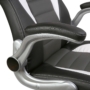 Kép 14/22 - Sportos műbőr forgószék, gamer szék szűrke-fekete-fehér színben. Párnázott karfa.
