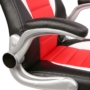 Kép 21/22 - Sportos műbőr forgószék, gamer szék piros-fekete-fehér színben. Párnázott kartámasz.