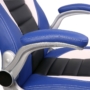 Kép 7/22 - Sportos műbőr forgószék, gamer szék kék-fekete-fehér színben. Párnázott karfa.