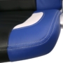 Kép 8/22 - Sportos műbőr forgószék, gamer szék kék-fekete-fehér színben. Kerekített, dupla varrások.