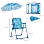 Kép 3/9 - Mintás gyerek kempingszék napernyővel, kék - Outsunny®