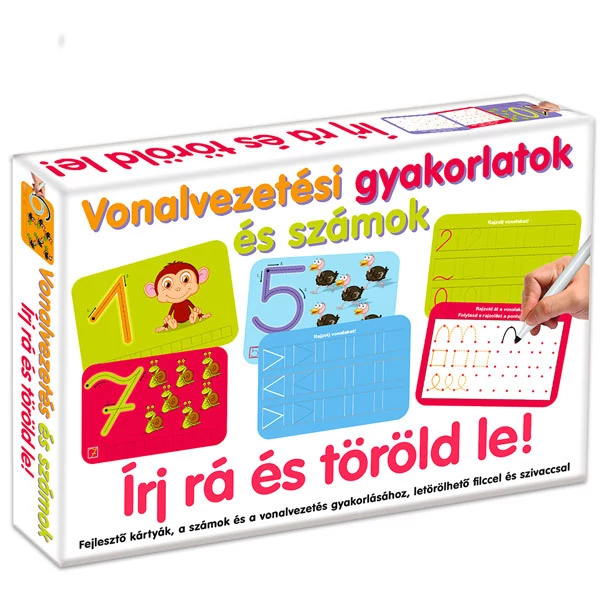 Írj rá és töröld le: Vonalvezetési gyakorlatok és számok  