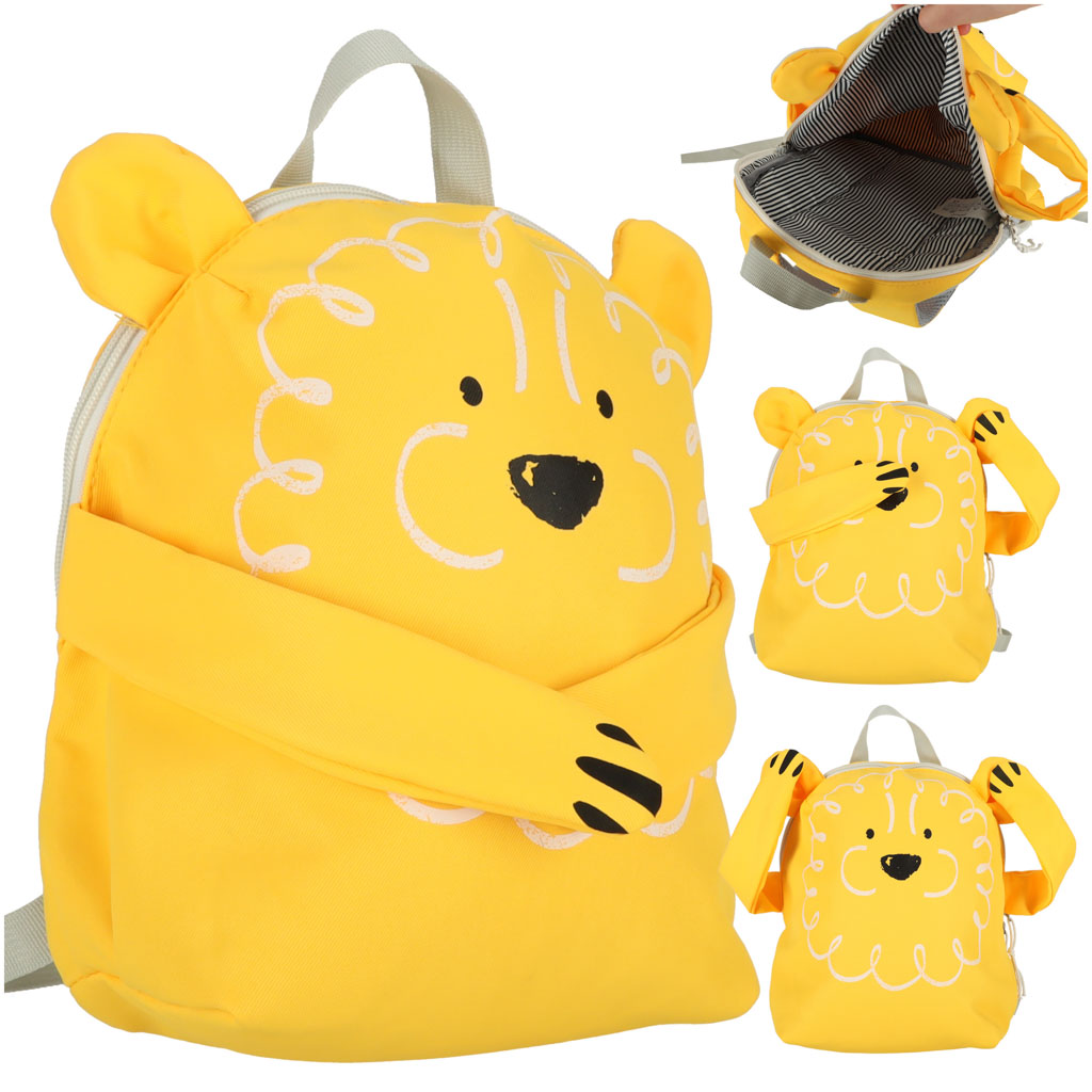 Különleges hátizsák oroszlán  - kisiskolások és ovisok részére - sárga színben