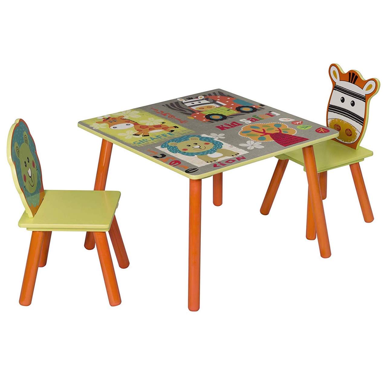 Gyerekasztal 2 székkel, színes , erdei állatos