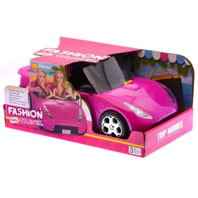 Barbie kabrió sportos autó -  pink, csillámos